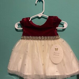 American Princess Velvet Red and Cream Dress